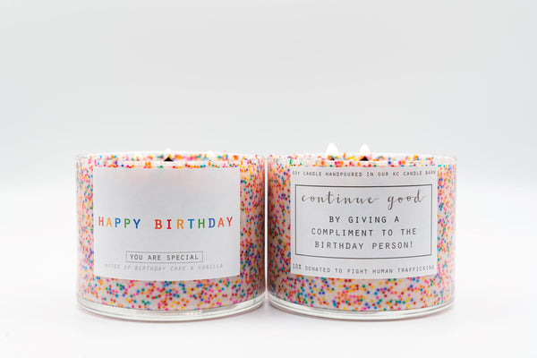 Customizable 3 Wick Happy Birthday
