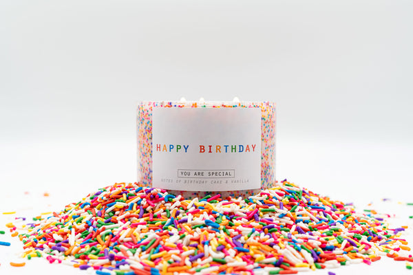 Customizable 3 Wick Happy Birthday