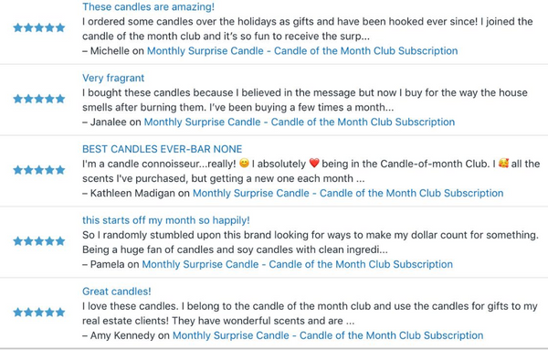 FREE 14-Day Trial of The Hope Candle Club - Candle of the Month Club Subscription