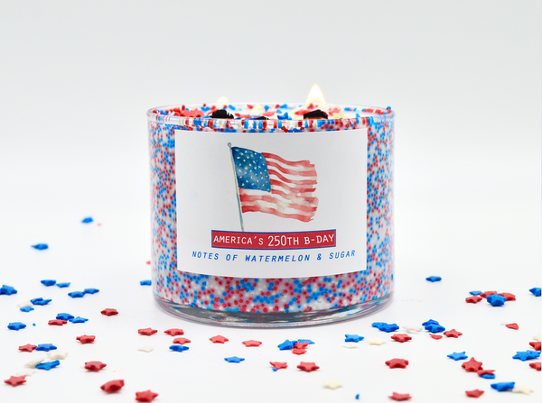 3 Wick America's 250th Birthday Patriotic Candle