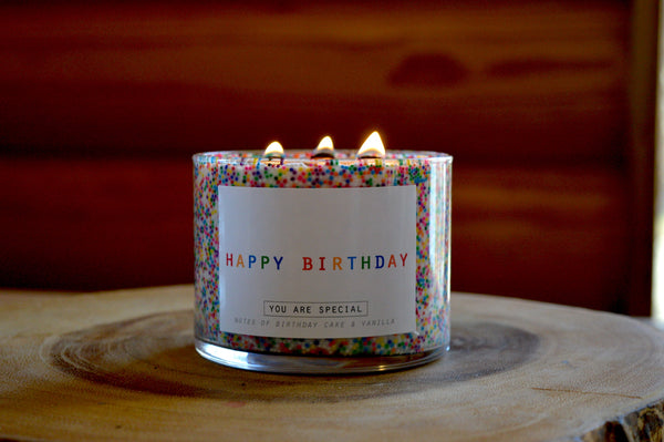 Customizable 3 Wick Happy Birthday