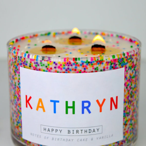 Customizable 3 Wick Happy Birthday
