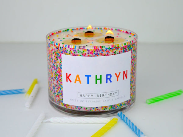 Customizable 3 Wick Happy Birthday