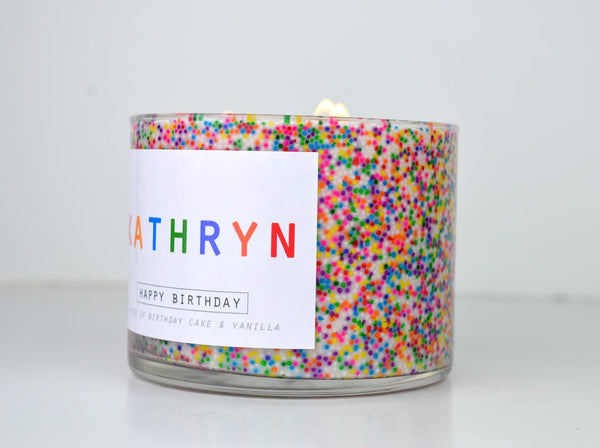 Customizable 3 Wick Happy Birthday
